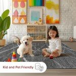 Charcoal Abstract Lines Area Rug for Mancave