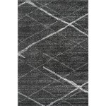 Charcoal Abstract Lines Area Rug for Mancave