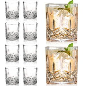 Set of 8 Crystal Whiskey Glasses - Perfect Gift