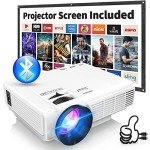 Bluetooth Mini Projector with Screen - Full HD 1080P