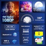 Portable Mini Projector 1080P FHD with Bluetooth