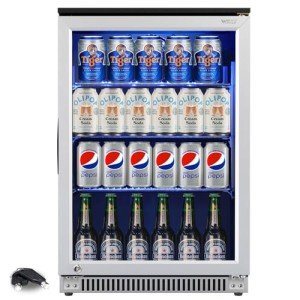 20-Inch Beverage Fridge with Lock and Glass Door