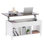 VINGLI White Lift Top Coffee Table with Storage