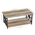 Gray Wash Farmhouse Coffee Table with Storage Shelf