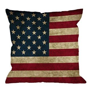 Vintage American Flag Throw Pillow - 18x18 Inch