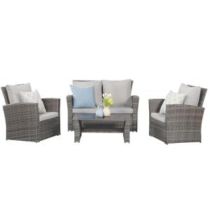 Gray Wicker Patio Furniture Set for Mancaves