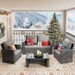 Gray Wicker Patio Furniture Set for Mancaves