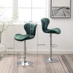 Green Velvet Adjustable Swivel Barstools - Set of 2