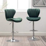 Green Velvet Adjustable Swivel Barstools - Set of 2