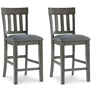 Dark Gray Upholstered Barstools - Set of 2