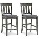 Dark Gray Upholstered Barstools - Set of 2