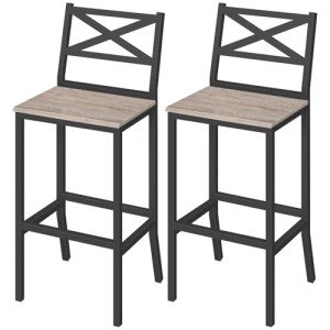 Stylish Set of 2 Bar Stools with Backrest
