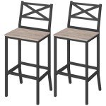 Stylish Set of 2 Bar Stools with Backrest