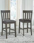 Dark Gray Upholstered Barstools - Set of 2