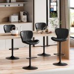 Stylish Set of 4 Black Swivel Bar Stools