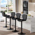 Stylish Set of 4 Black Swivel Bar Stools