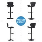 Stylish Set of 4 Black Swivel Bar Stools