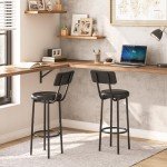 Set of 2 PU Upholstered Bar Stools