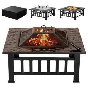Devoko 32-Inch Outdoor Fire Pit Table - Black