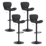 Stylish Set of 4 Black Swivel Bar Stools