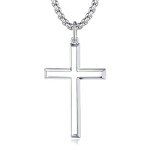FANCIME Silver Cross Necklace with 24-Inch Chain