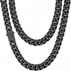 Black Cuban Link Necklace for Men - 22" 9mm