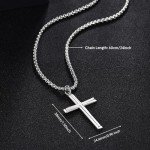 FANCIME Silver Cross Necklace with 24-Inch Chain