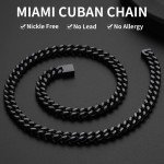 Black Cuban Link Necklace for Men - 22" 9mm