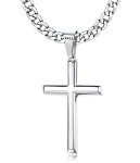 925 Sterling Silver Cross Necklace with Cuban Link Chain