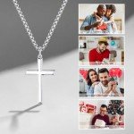 FANCIME Silver Cross Necklace with 24-Inch Chain