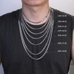 925 Sterling Silver Cross Necklace with Cuban Link Chain