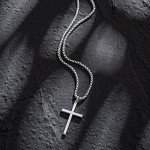 FANCIME Silver Cross Necklace with 24-Inch Chain
