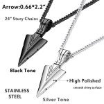 Jstyle Men's Arrowhead Pendant Necklace Set