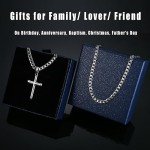 925 Sterling Silver Cross Necklace with Cuban Link Chain