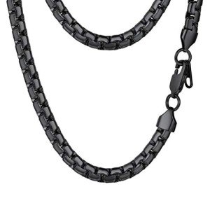 Black 6mm Link Chain Necklace for Men