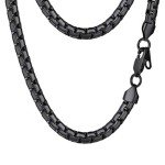 Black 6mm Link Chain Necklace for Men