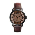Fossil Townsman Skeleton Watch in Black & Cognac