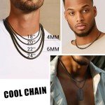Black 6mm Link Chain Necklace for Men