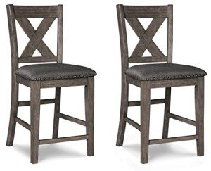 Dark Gray Upholstered Counter Height Barstool Set