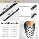 Black 6mm Link Chain Necklace for Men