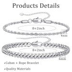 Mancave Sterling Silver Chain Bracelet Set for Men
