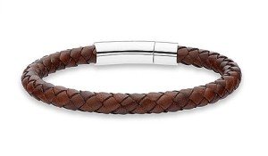 Italian Leather Braided Bracelet for Men - Brown