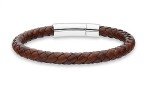 Italian Leather Braided Bracelet for Men - Brown