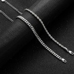 Mancave Sterling Silver Chain Bracelet Set for Men
