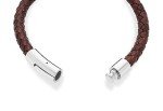 Italian Leather Braided Bracelet for Men - Brown