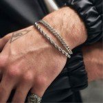 Mancave Sterling Silver Chain Bracelet Set for Men