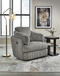 Light Gray Tie-Breaker Swivel Rocker Recliner with Storage