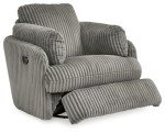 Light Gray Tie-Breaker Swivel Rocker Recliner with Storage