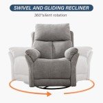 Mancave Swivel Rocker Recliner Chair - Silver