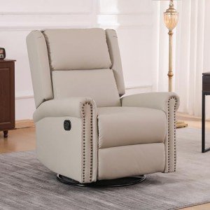 Beige 360° Swivel Recliner Chair for Mancave